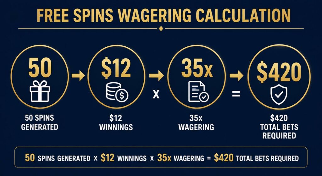 How wagering requirements are calculated on free spins no deposit winnings